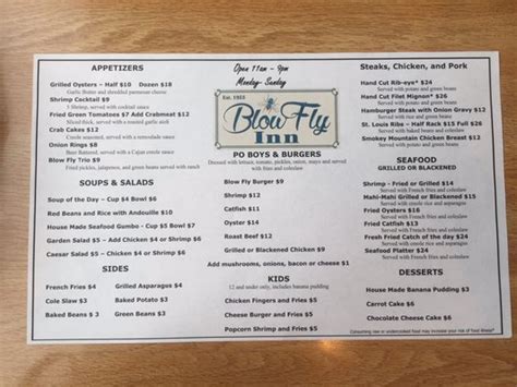 1201 Washington Ave, Gulfport, MS 39507-3342. . Blow fly inn menu